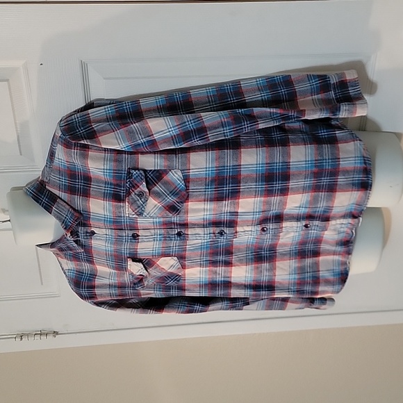 Rip Curl Flannel Shirt Men's Blue Plaid Button Up Surf.Size Large - Picture 4 of 7